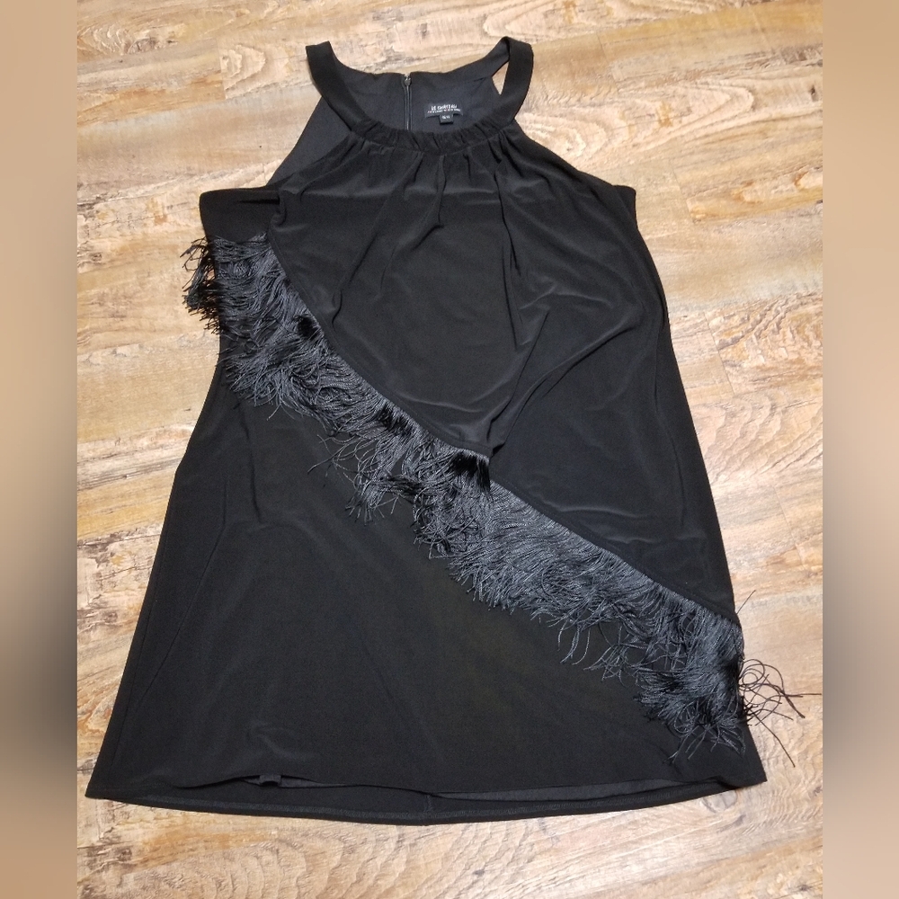 Le Chateau Dress Fringe Flapper XL Black Formal Feminine